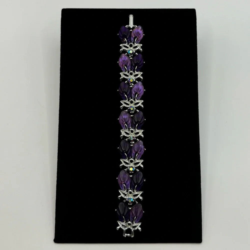 VINTAGE Molded Thermoset & Crystal Bracelet